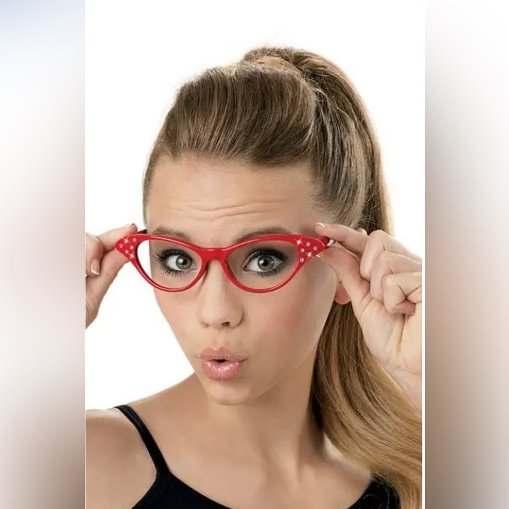 Weissman Cat Eye Glasses 99-8139 Sparkle Stones Red Costume Accessory